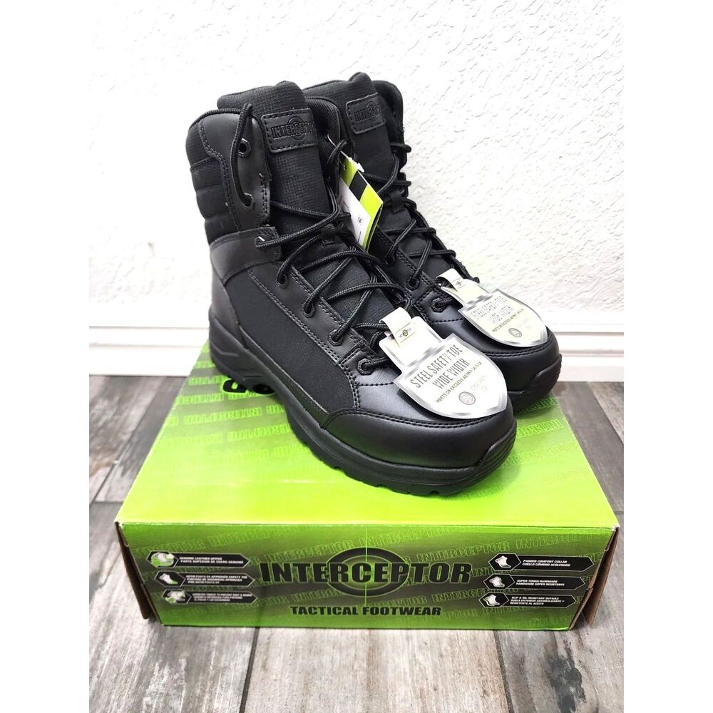 Size 10W Steel Toe Tactical Work & Safety Boots - Interceptor . New w/ Tags
